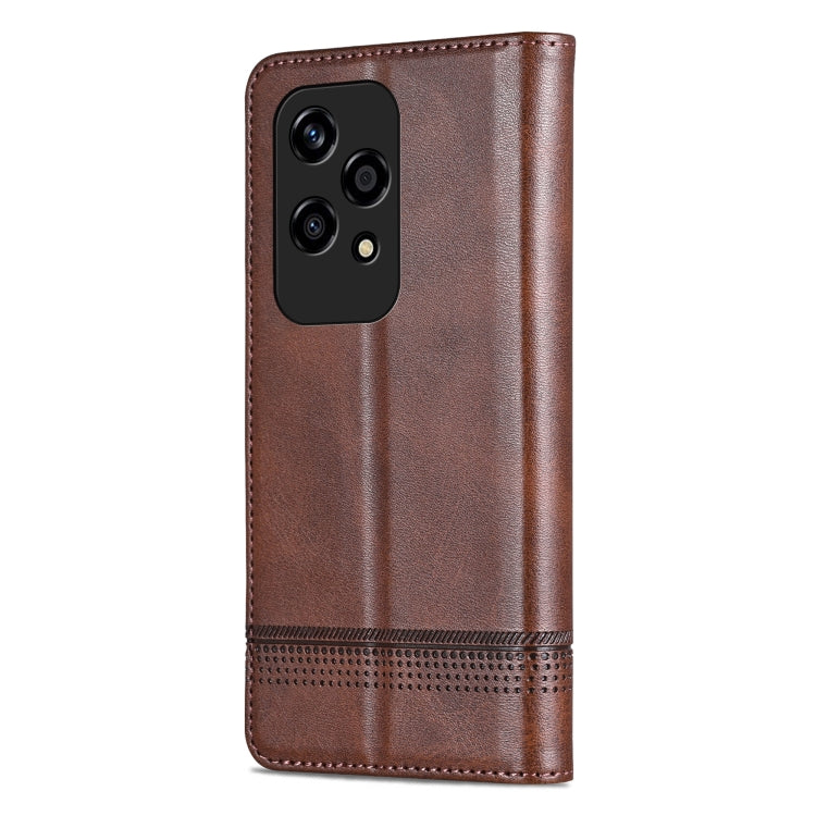 For Honor 200 Lite Global AZNS Magnetic Calf Texture Flip Leather Phone Case(Dark Brown)