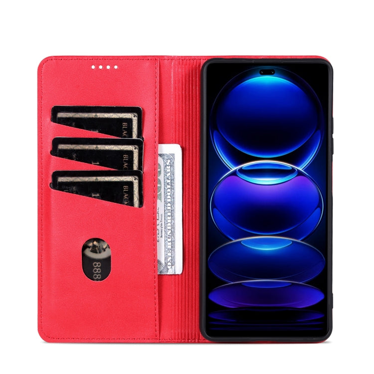 For Honor 200 Lite Global AZNS Magnetic Calf Texture Flip Leather Phone Case(Red)