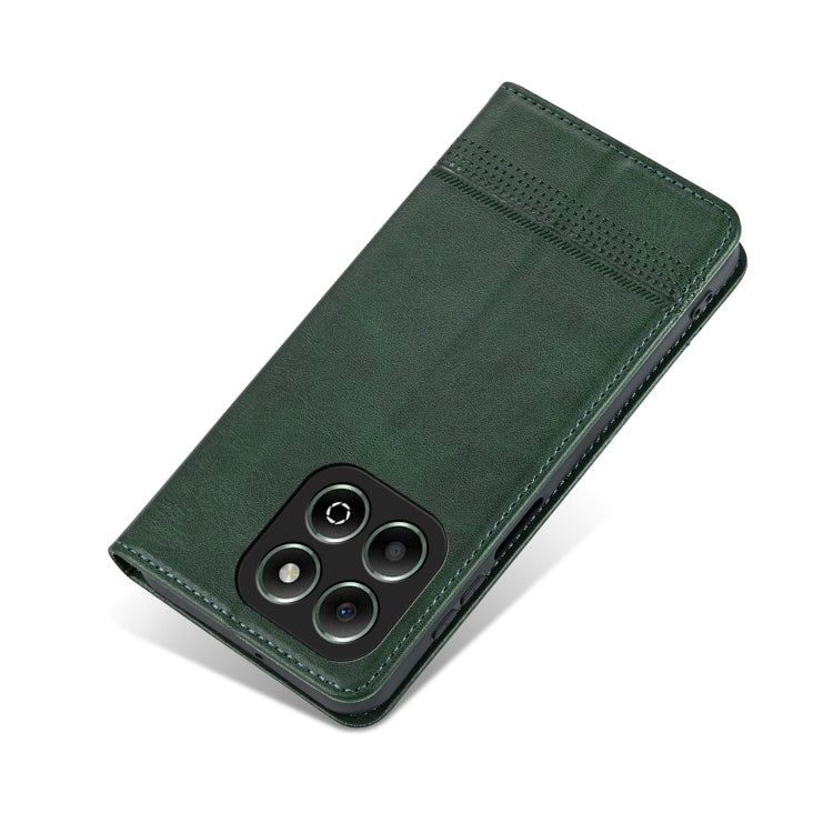 For Honor X6b AZNS Magnetic Calf Texture Flip Leather Phone Case(Dark Green)