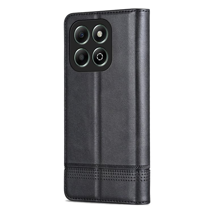 For Honor X6b AZNS Magnetic Calf Texture Flip Leather Phone Case(Black)