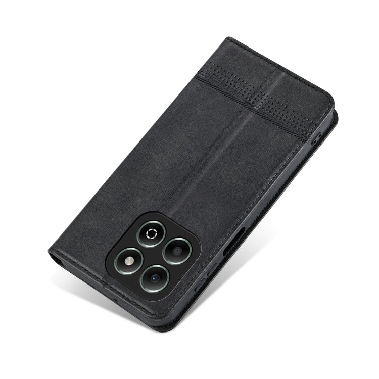 For Honor X6b AZNS Magnetic Calf Texture Flip Leather Phone Case(Black)