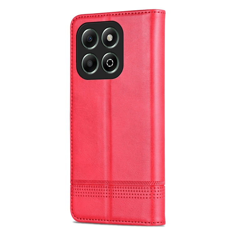 For Honor X6b AZNS Magnetic Calf Texture Flip Leather Phone Case(Red)