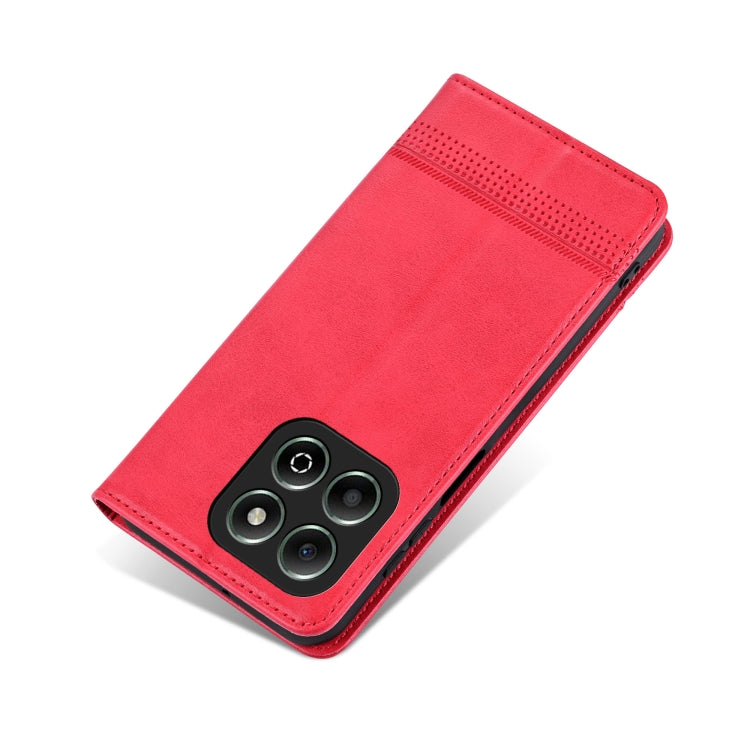 For Honor X6b AZNS Magnetic Calf Texture Flip Leather Phone Case(Red)