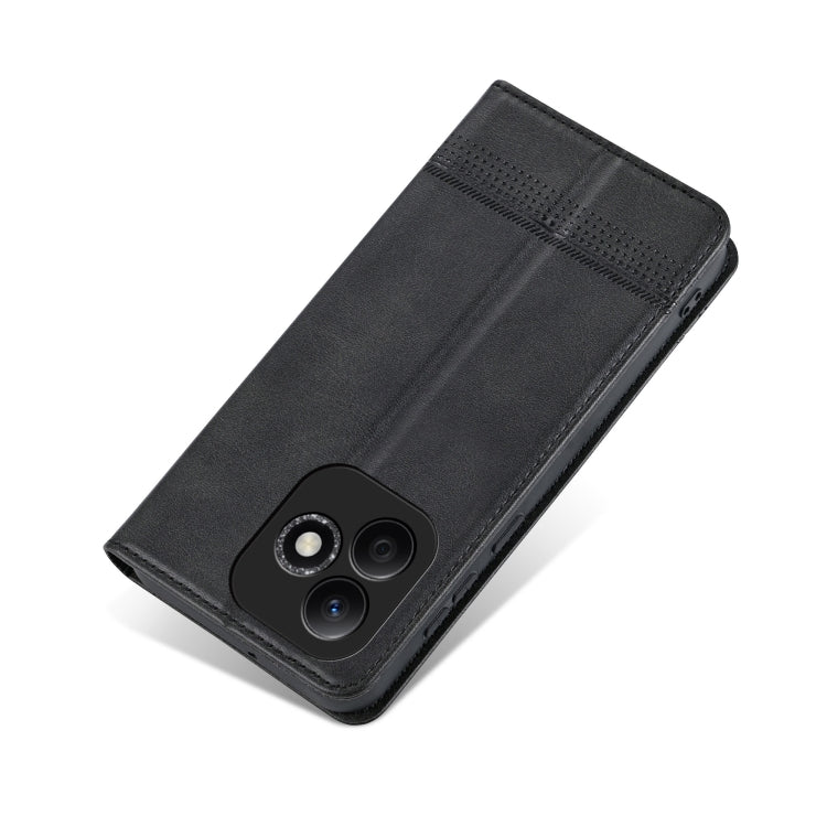 For Honor X60i AZNS Magnetic Calf Texture Flip Leather Phone Case(Black)