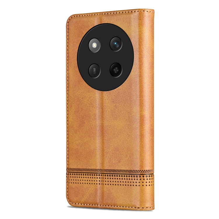 For Honor X60 Pro AZNS Magnetic Calf Texture Flip Leather Phone Case(Light Brown)