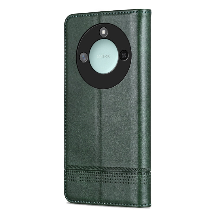 For Honor X60 AZNS Magnetic Calf Texture Flip Leather Phone Case(Dark Green)