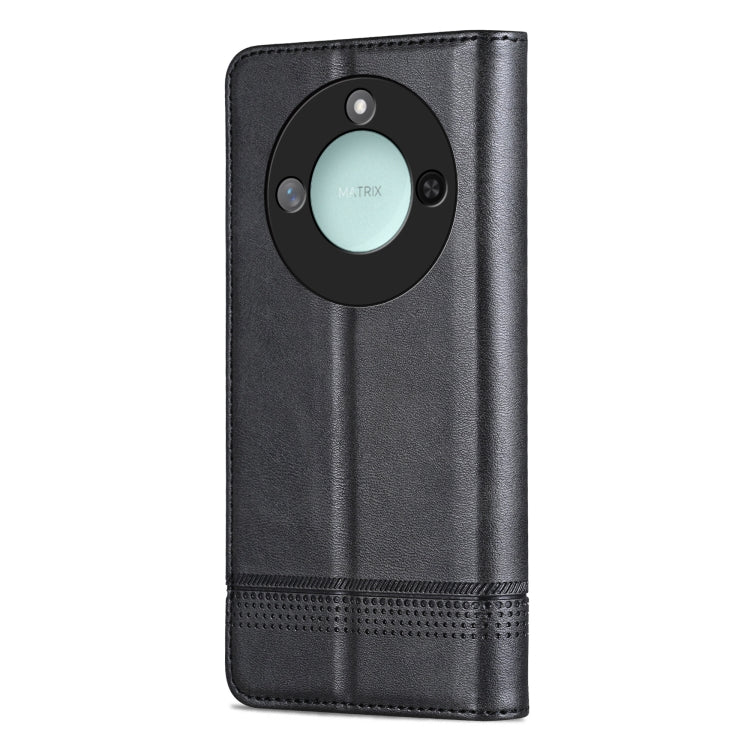 For Honor X60 AZNS Magnetic Calf Texture Flip Leather Phone Case(Black)