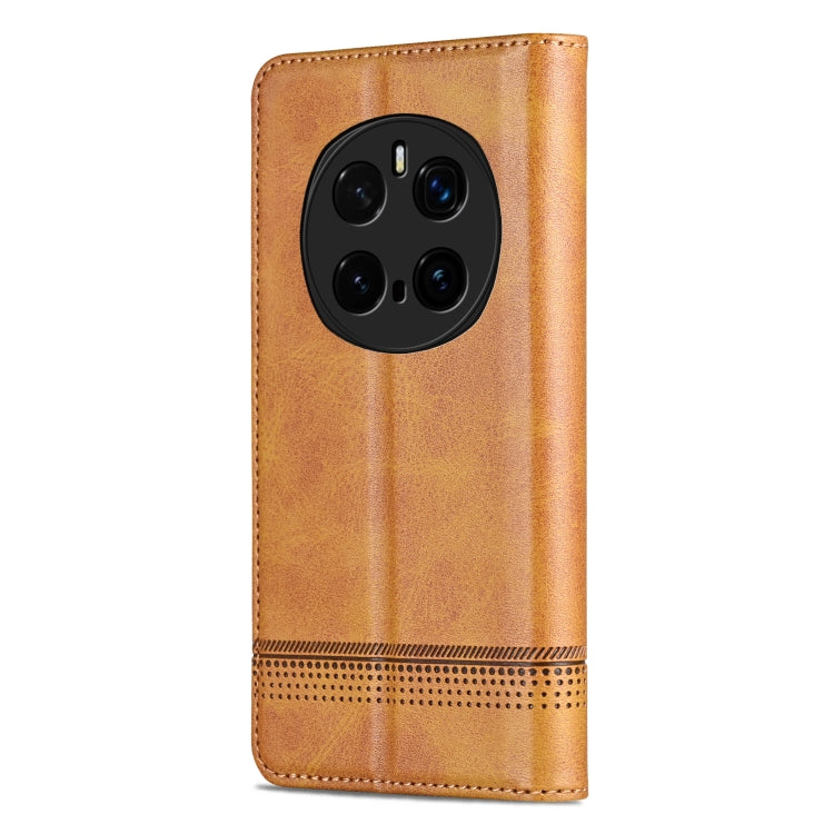 For Honor Magic7 Pro AZNS Magnetic Calf Texture Flip Leather Phone Case(Light Brown)