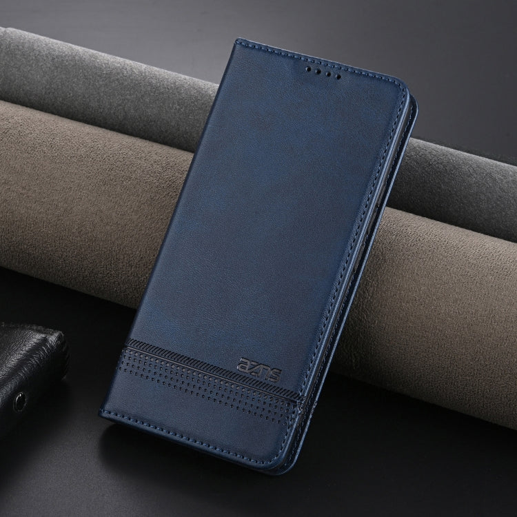 For Honor Magic7 Pro AZNS Magnetic Calf Texture Flip Leather Phone Case(Dark Blue)