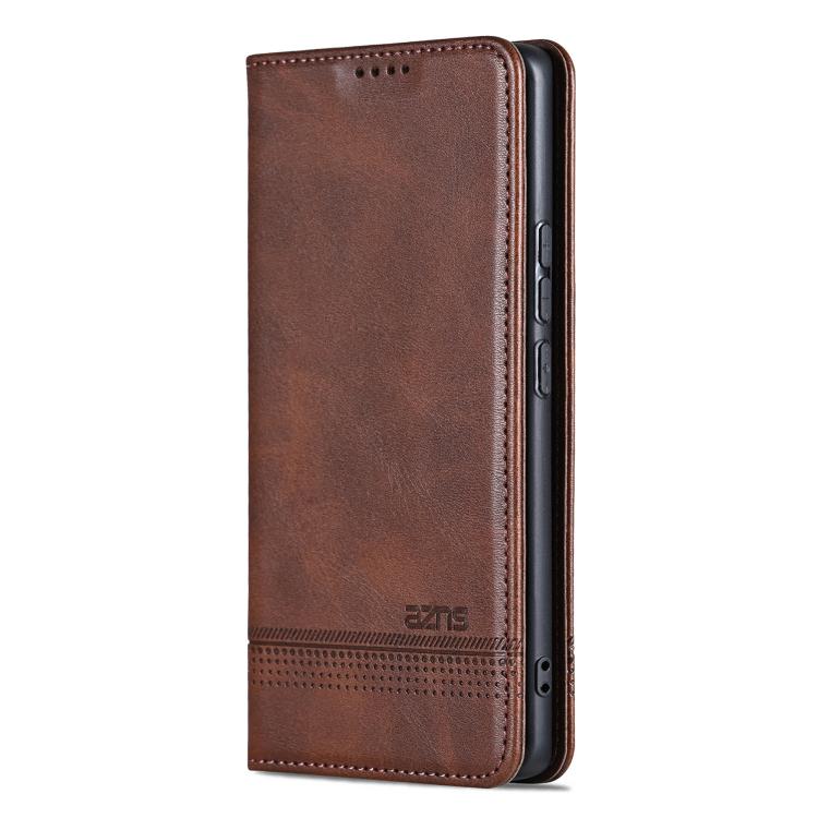 For Honor 400 Pro 5G Global 160.8mm AZNS Magnetic Calf Texture Flip Leather Phone Case(Dark Brown)
