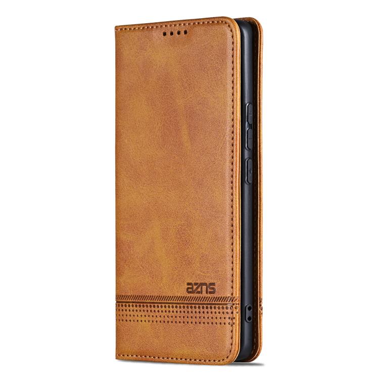 For Honor 400 Pro 5G Global 160.8mm AZNS Magnetic Calf Texture Flip Leather Phone Case(Light Brown)