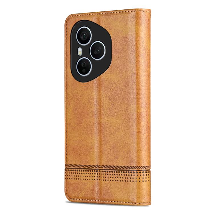 For Honor 400 Pro 5G Global 160.8mm AZNS Magnetic Calf Texture Flip Leather Phone Case(Light Brown)
