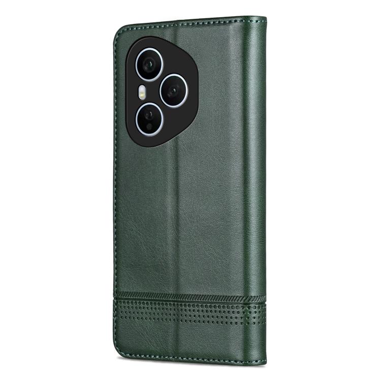 For Honor 400 Pro 5G Global 160.8mm AZNS Magnetic Calf Texture Flip Leather Phone Case(Dark Green)