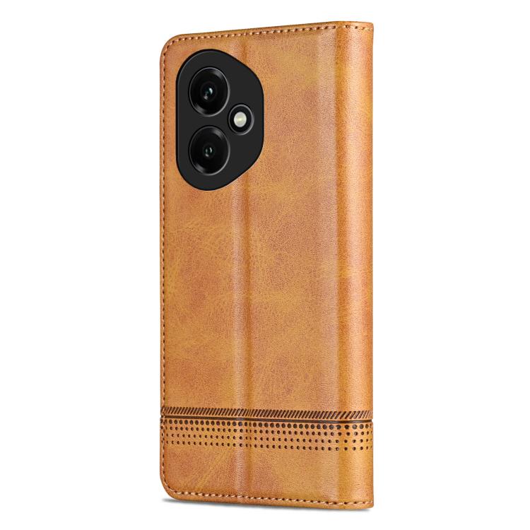 For Honor 400 Global 156.5mm AZNS Magnetic Calf Texture Flip Leather Phone Case(Light Brown)
