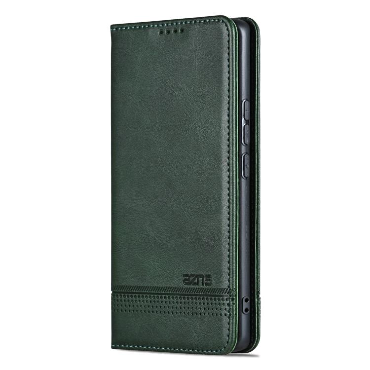For Honor 400 Global 156.5mm AZNS Magnetic Calf Texture Flip Leather Phone Case(Dark Green)