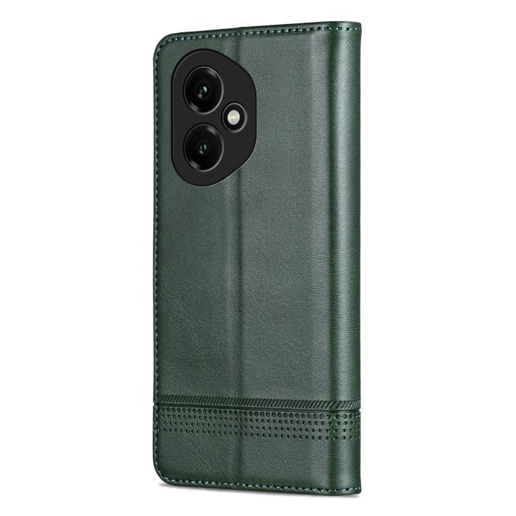 For Honor 400 Global 156.5mm AZNS Magnetic Calf Texture Flip Leather Phone Case(Dark Green)