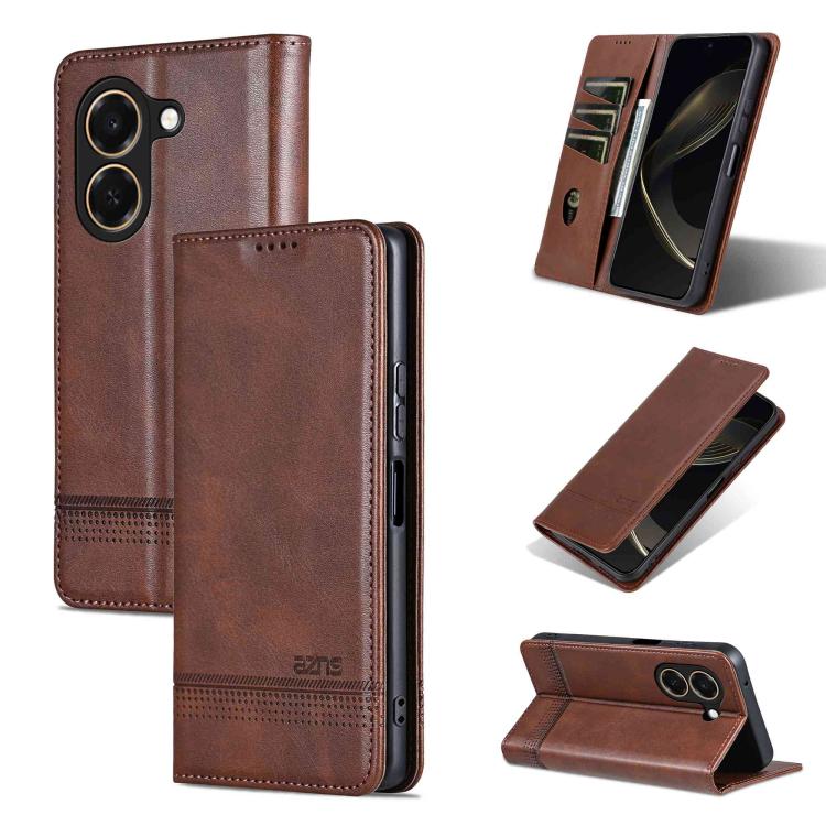 AZNS Magnetic Calf Texture Flip Leather Phone Case, For Honor X80 Pro Max 5G, For Honor Play 80 Plus 5G, For Honor 600 Pro Global, For Honor 600 Global