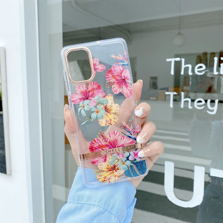 For Samsung Galaxy A14 5G High Translucent Electroplating Flower Pattern TPU + PC Phone Case(Hibiscus)