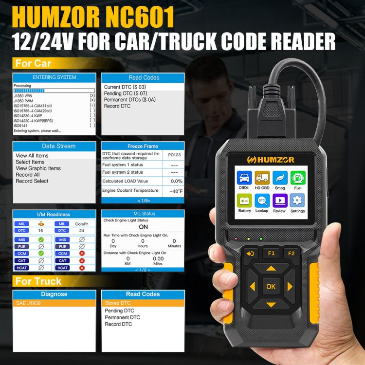 HUMZOR NC601 Car and Truck OBD2 Scan Tool Diagnostic Tool, NC601