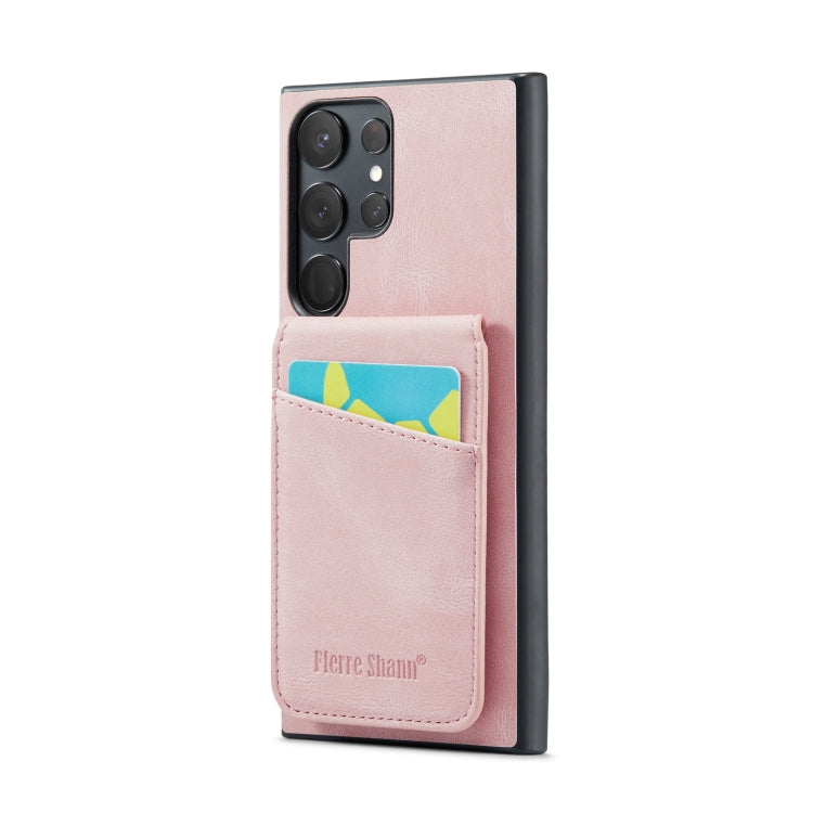 Fierre Shann Crazy Horse Card Holder Back Cover PU Phone Case, For Samsung Galaxy S22 Ultra 5G, For Samsung Galaxy S23+ 5G, For Samsung Galaxy S23 Ultra 5G