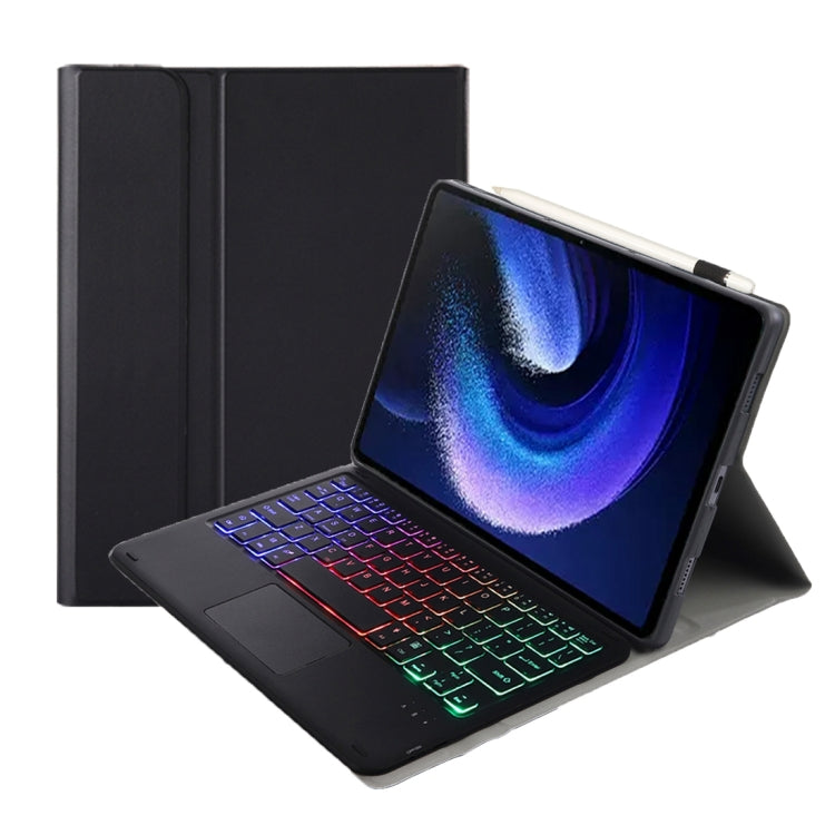 A0N7-AS Lambskin Texture Ultra-thin Backlight Bluetooth Keyboard Leather Case with Touchpad, A0N7-AS