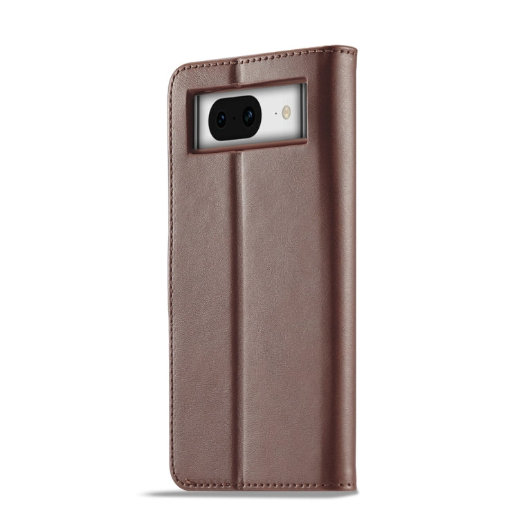 For Google Pixel 8a LC.IMEEKE Calf Texture Flip Leather Phone Case(Brown)