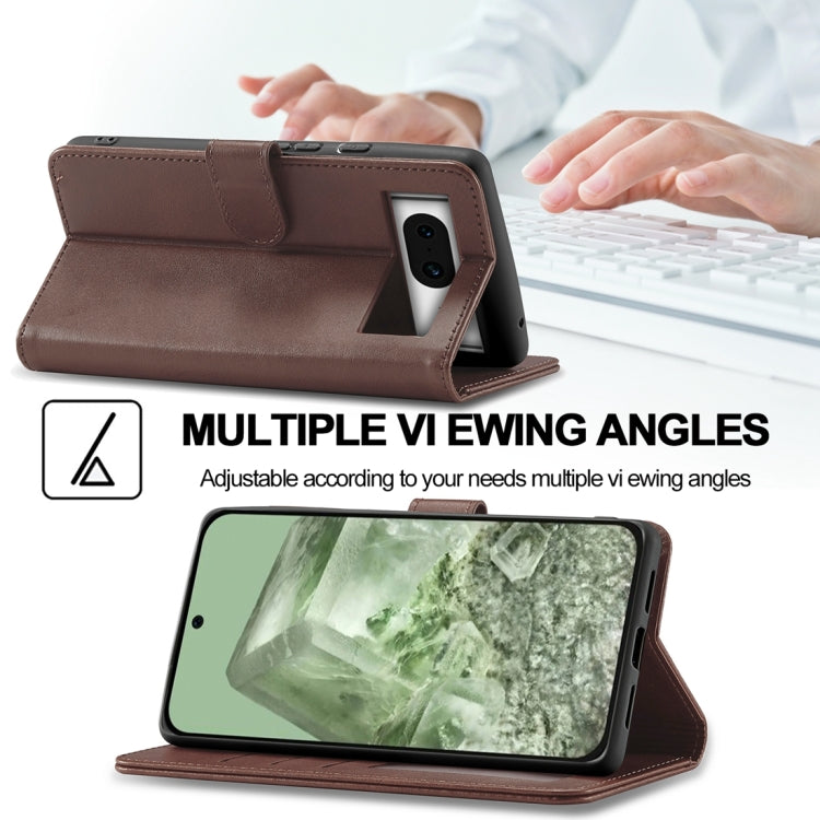 For Google Pixel 8a LC.IMEEKE Calf Texture Flip Leather Phone Case(Brown)
