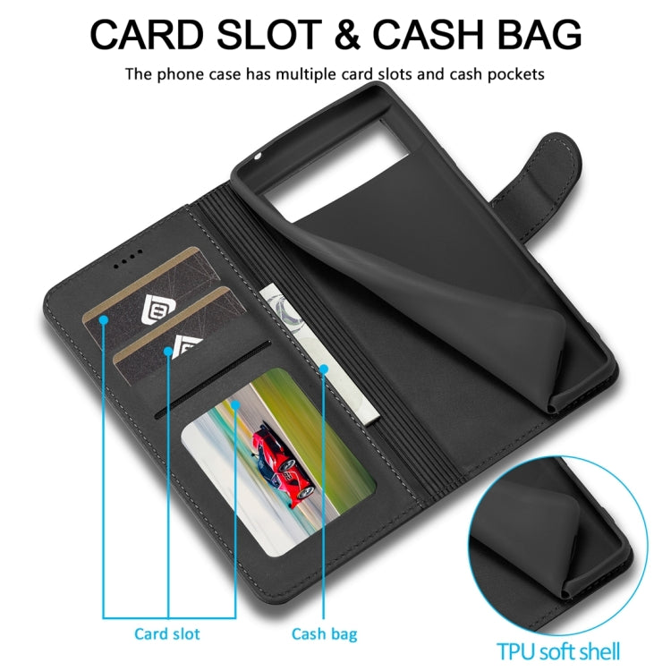 For Google Pixel 8a LC.IMEEKE Calf Texture Flip Leather Phone Case(Black)