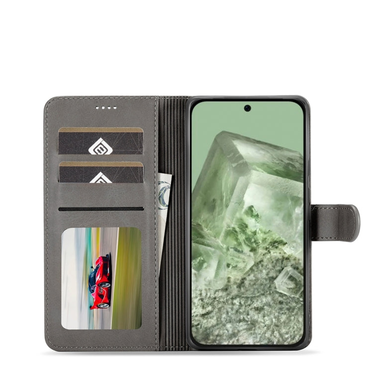 For Google Pixel 8a LC.IMEEKE Calf Texture Flip Leather Phone Case(Grey)