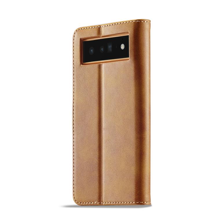 For Google Pixel 6a LC.IMEEKE Calf Texture Flip Leather Phone Case(Brown)