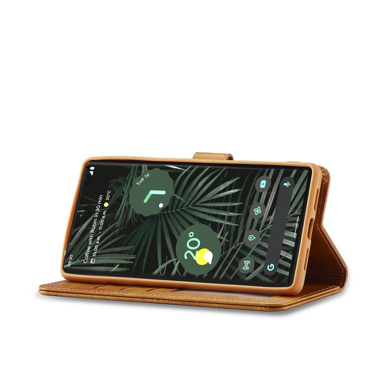 For Google Pixel 6a LC.IMEEKE Calf Texture Flip Leather Phone Case(Brown)
