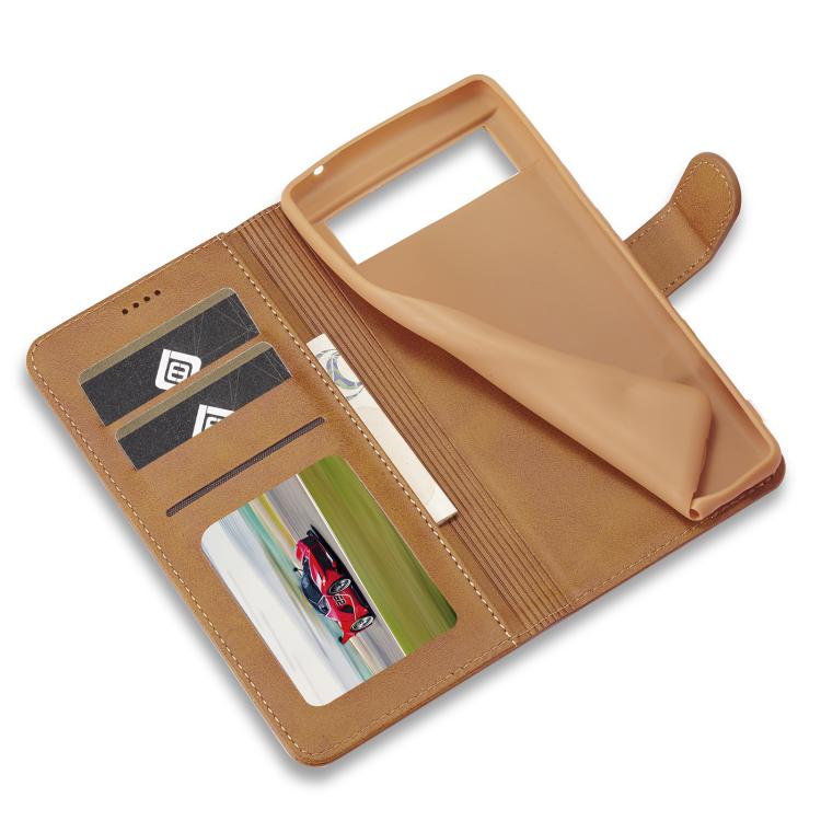 For Google Pixel 6a LC.IMEEKE Calf Texture Flip Leather Phone Case(Brown)