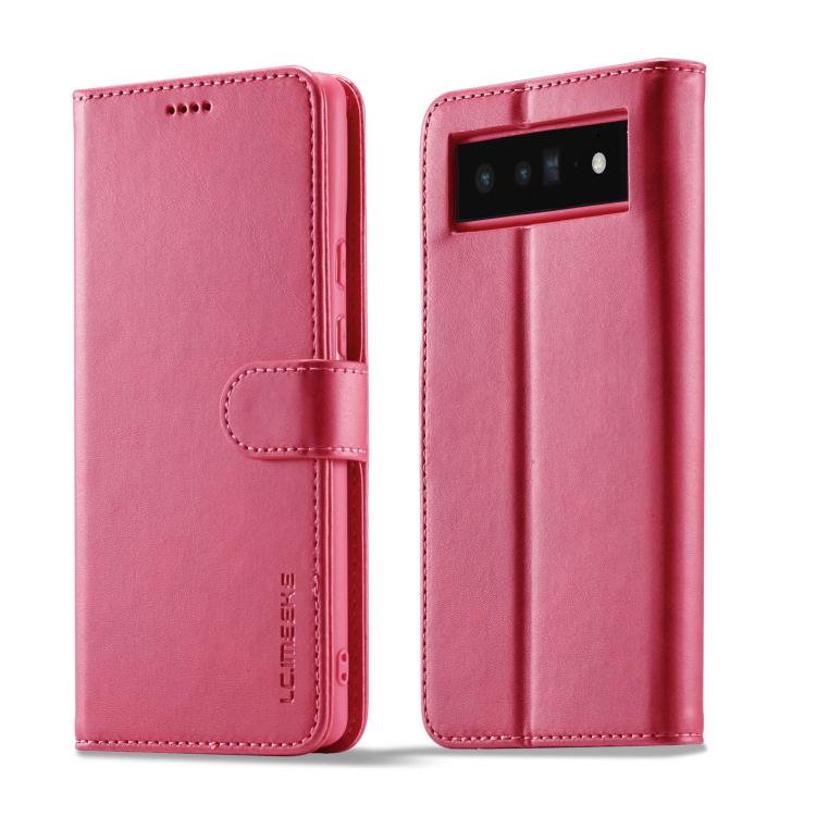 For Google Pixel 6a LC.IMEEKE Calf Texture Flip Leather Phone Case(Red)