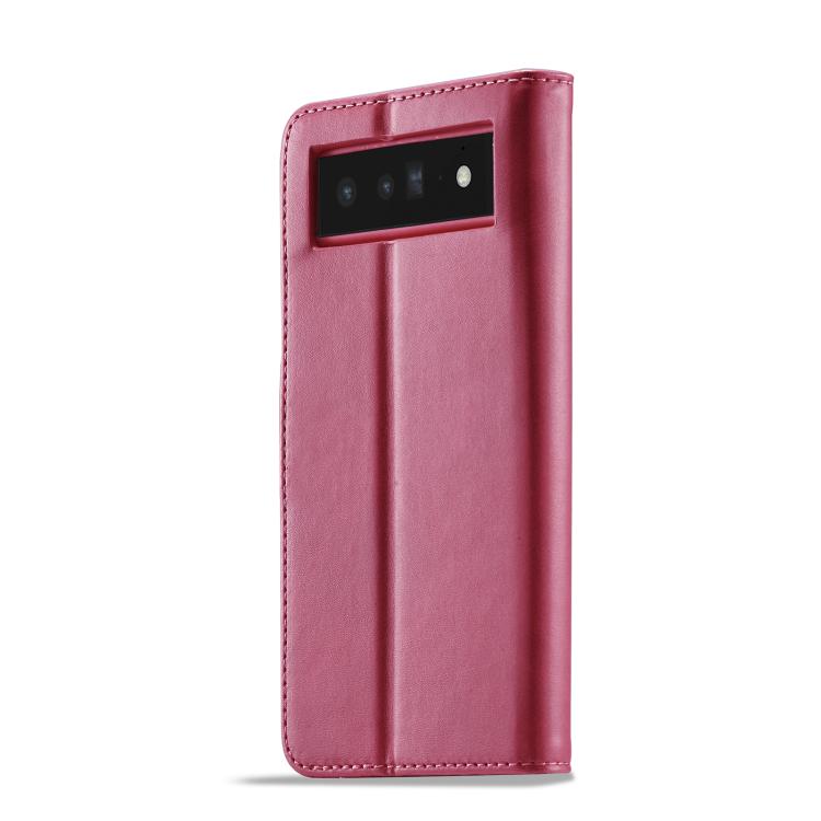 For Google Pixel 6a LC.IMEEKE Calf Texture Flip Leather Phone Case(Red)