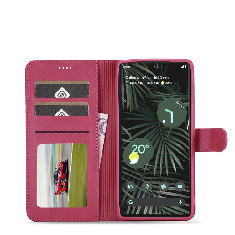For Google Pixel 6a LC.IMEEKE Calf Texture Flip Leather Phone Case(Red)