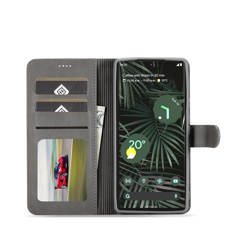 For Google Pixel 6a LC.IMEEKE Calf Texture Flip Leather Phone Case(Grey)