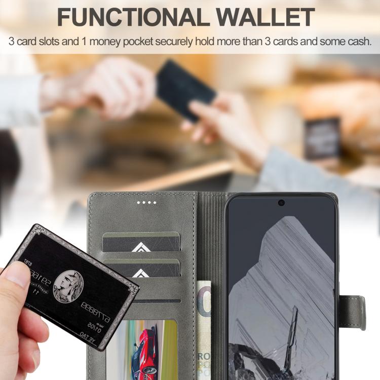 For Google Pixel 10 Pro XL LC.IMEEKE Calf Texture Flip Leather Phone Case(Grey)