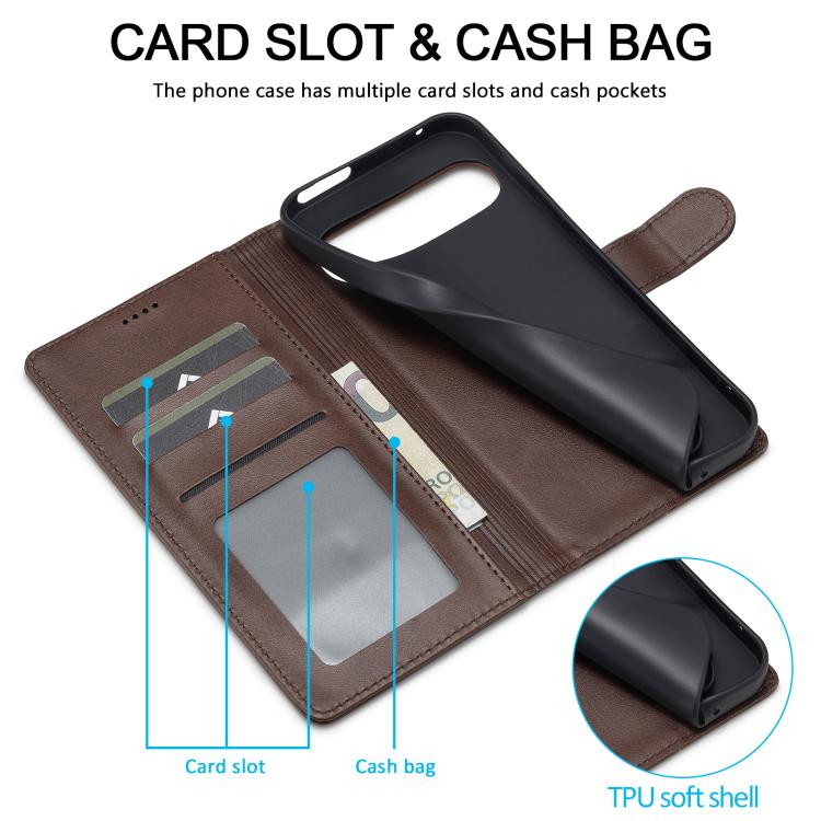 For Google Pixel 10 / 10 Pro LC.IMEEKE Calf Texture Flip Leather Phone Case(Brown)