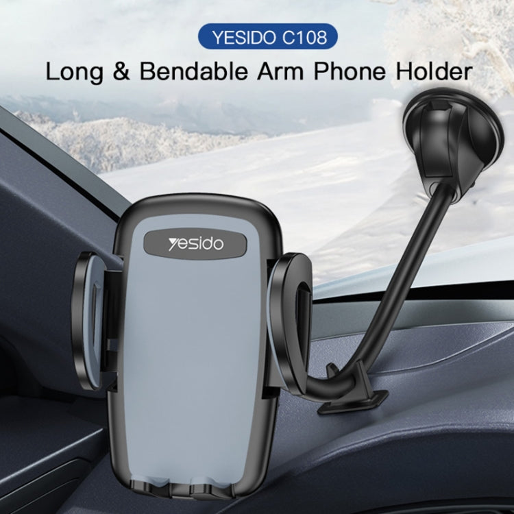 Yesido C108 360 Degree Rotation Car Windshield Suction Cup Phone Holder(Black)