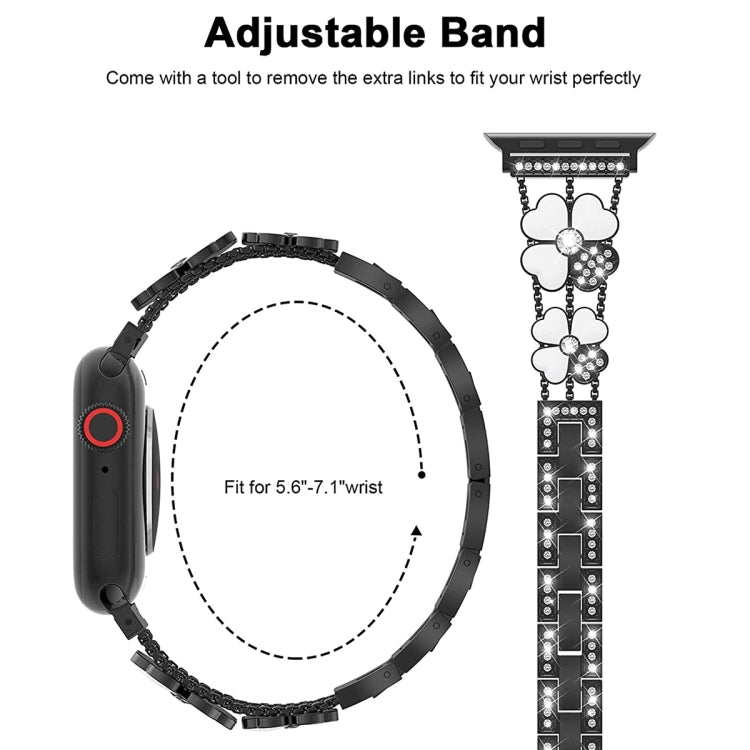 Petal Metal Diamond Watch Band, For Apple Watch SE 2023 44mm, For Apple Watch Ultra 49mm, For Apple Watch 8 41mm, For Apple Watch 8 45mm