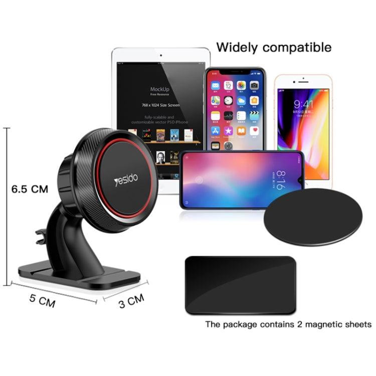 Yesido C60 Car 360 Degree Rotation Magnetic Phone Holder(Black)