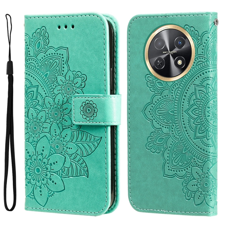 Seven-petal Flowers Embossing Leather Phone Case, For Huawei nova 12 Pro, For Huawei Mate 60, For Huawei Mate 60 Pro, For Huawei Enjoy 60X