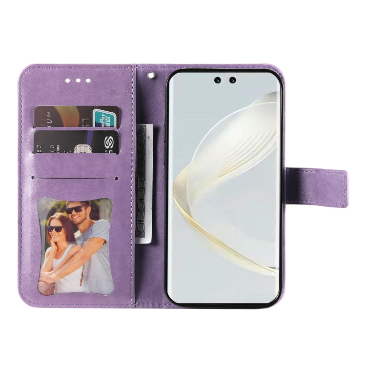 Seven-petal Flowers Embossing Leather Phone Case, For Huawei nova 12 Pro, For Huawei Mate 60, For Huawei Mate 60 Pro, For Huawei Enjoy 60X