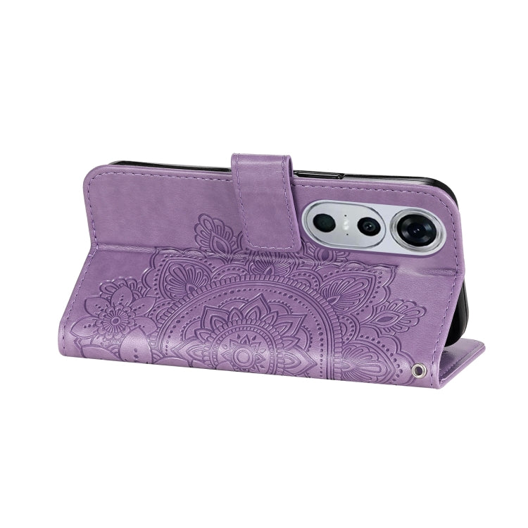 Seven-petal Flowers Embossing Leather Phone Case, For Huawei nova 12 Pro, For Huawei Mate 60, For Huawei Mate 60 Pro, For Huawei Enjoy 60X