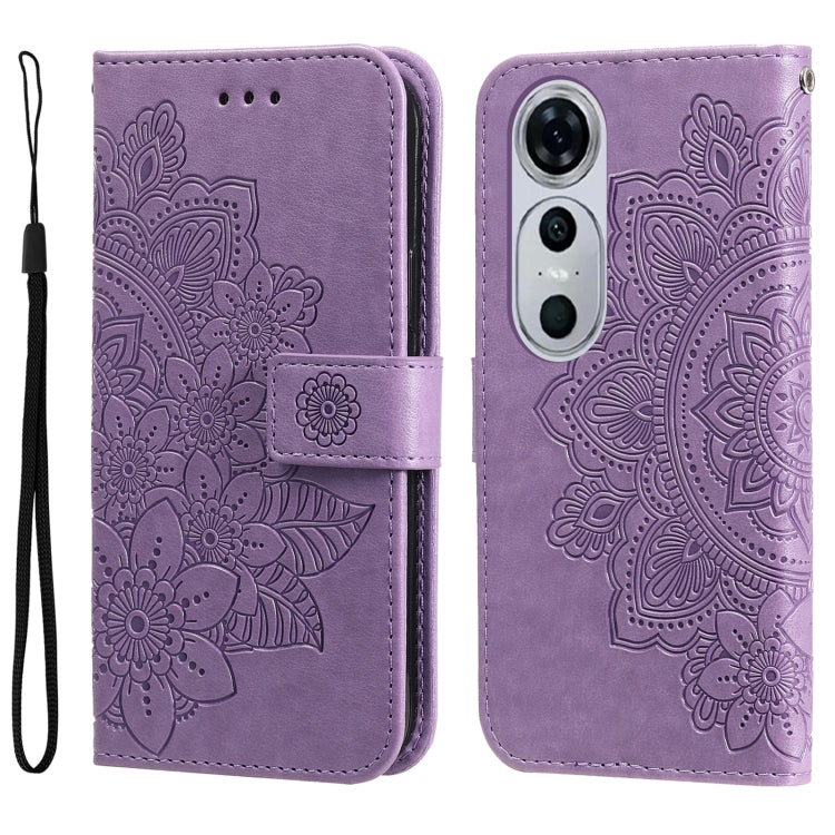 Seven-petal Flowers Embossing Leather Phone Case, For Huawei nova 12 Pro, For Huawei Mate 60, For Huawei Mate 60 Pro, For Huawei Enjoy 60X