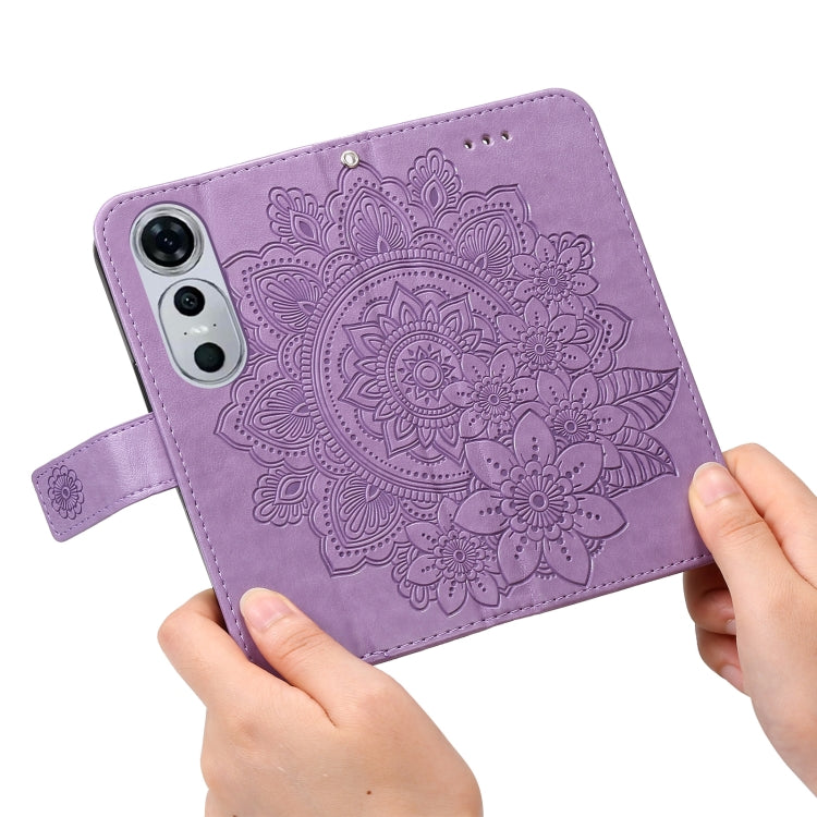 Seven-petal Flowers Embossing Leather Phone Case, For Huawei nova 12 Pro, For Huawei Mate 60, For Huawei Mate 60 Pro, For Huawei Enjoy 60X
