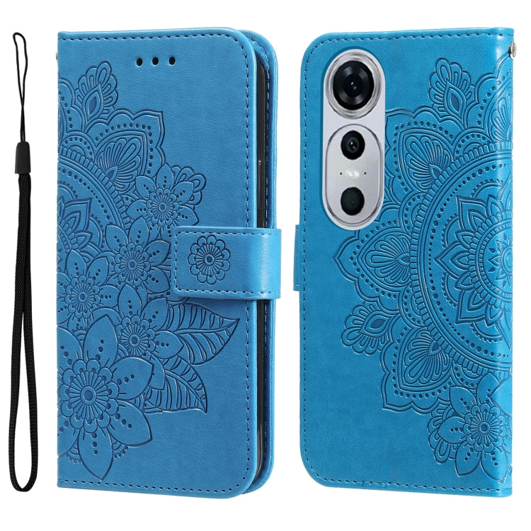 Seven-petal Flowers Embossing Leather Phone Case, For Huawei nova 12 Pro, For Huawei Mate 60, For Huawei Mate 60 Pro, For Huawei Enjoy 60X