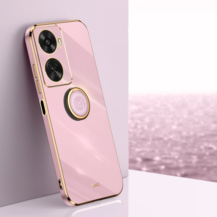 For Huawei Nova 11 SE XINLI Straight Edge 6D Electroplate TPU Phone Case with Ring Holder(Cherry Purple)