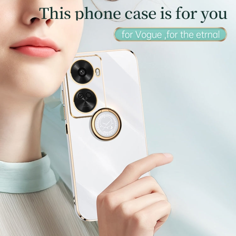 For Huawei Nova 11 SE XINLI Straight Edge 6D Electroplate TPU Phone Case with Ring Holder(Pink)