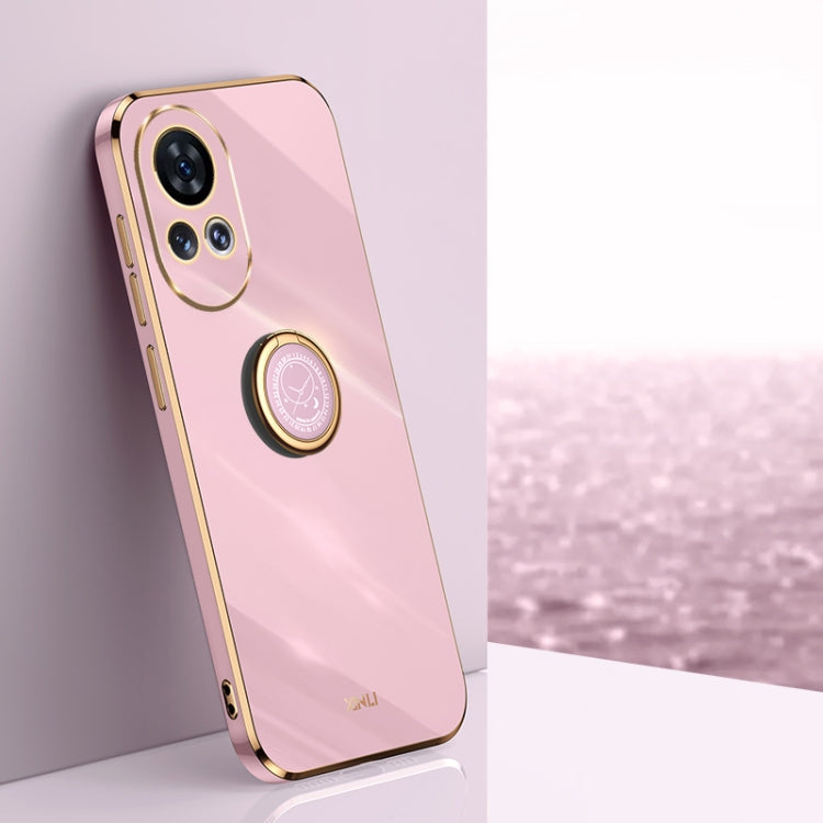 For Huawei nova 12 XINLI Straight Edge 6D Electroplate TPU Phone Case with Ring Holder(Cherry Purple)